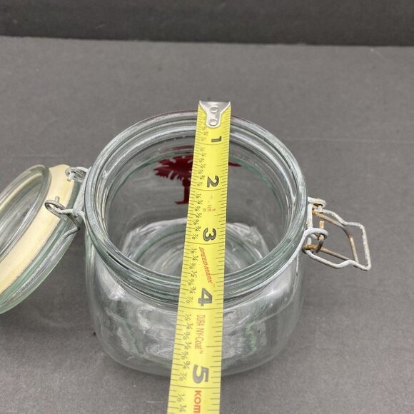 SC State Emblem Glass Jar Snap Lid Palmetto Tree Crescent Moon Storage Tea‎ - Picture 9 of 9